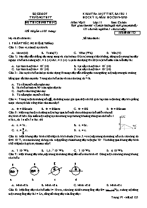 Đề kiểm tra 1 tiết bài số 1 học kỳ II môn Vật lý Lớp 11 - Mã đề 123 - Năm học 2019-2020